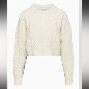 Aritzia Sunday Best Peggy Cropped Sweater Cable Knit Oversized Chunky Boxy Sz XS